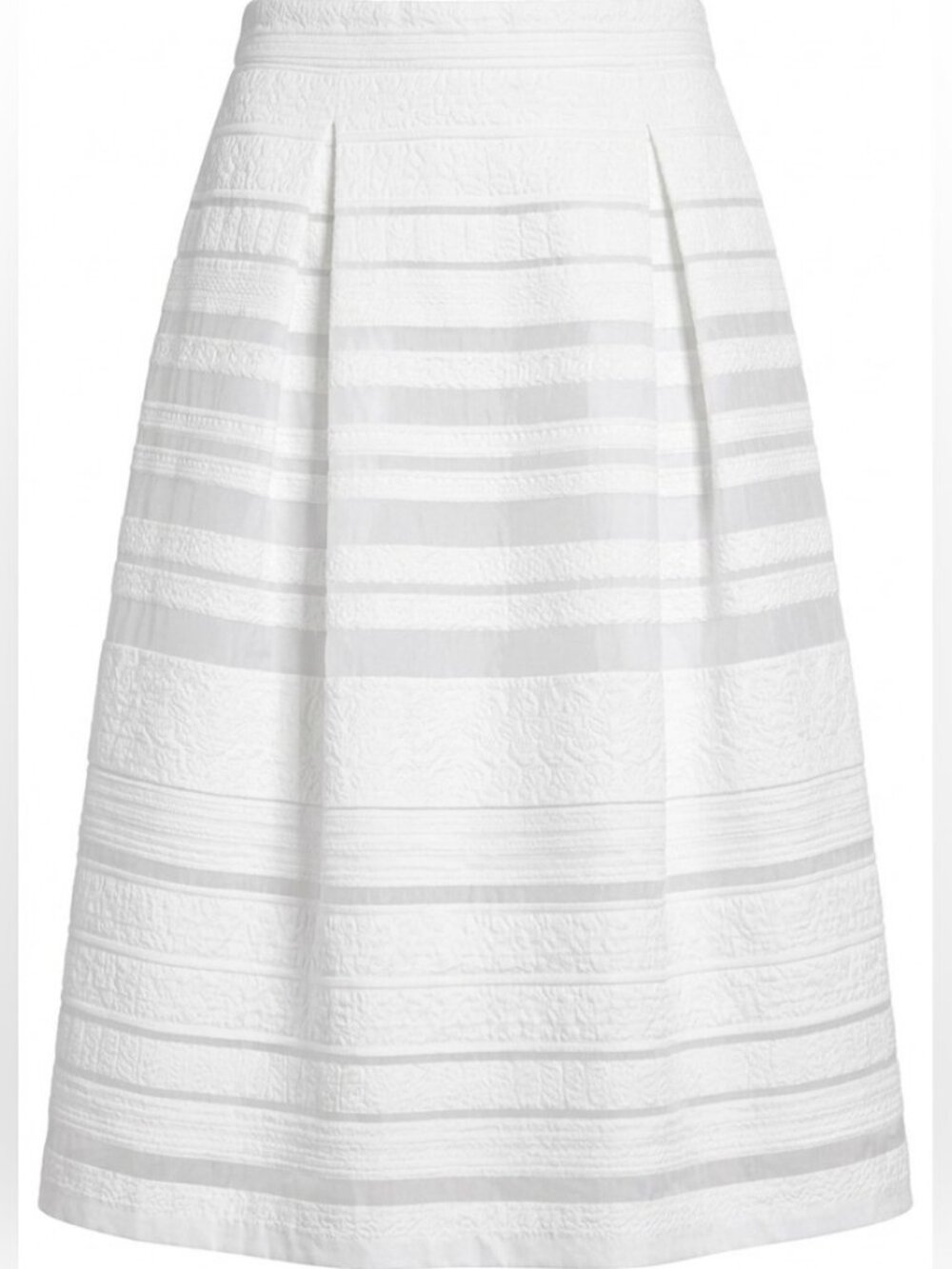Mario Serrani Italy Pleated Midi Skirt Striped Sheer Full Bridal Wedding Size 2
